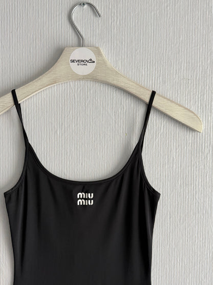 Miu Miu Logo-print Stretch Jersey Midi Dress