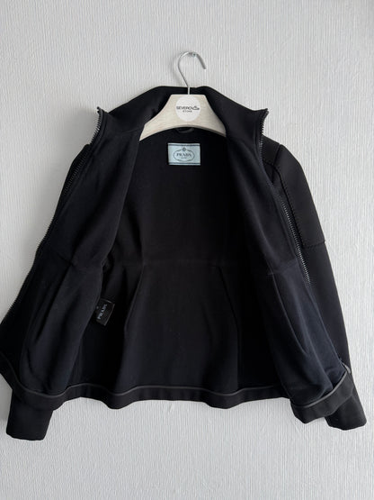 Prada Black Neoprene Pleated Waist Jacket