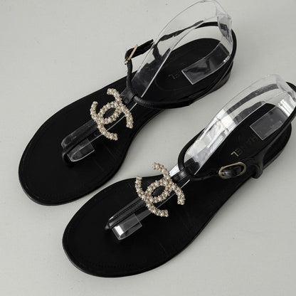 Chanel Jeweled CC Thong Sandals
