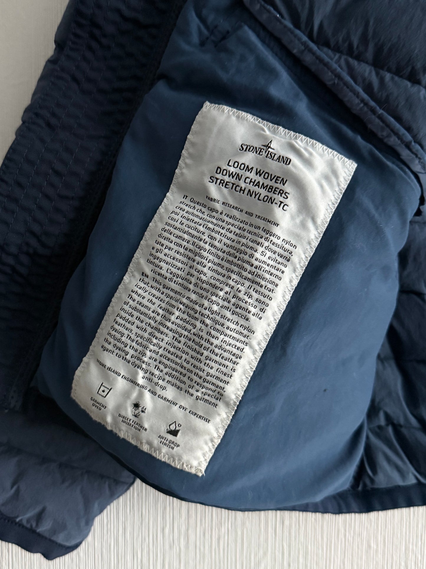 Stone Island SS19 Blue Loom Woven Down Chambers Jacket