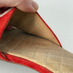 Chanel Leather CC Red Leather Mules Flat Slides