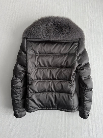 Prada Nylon Down Jacket with Fox Fur