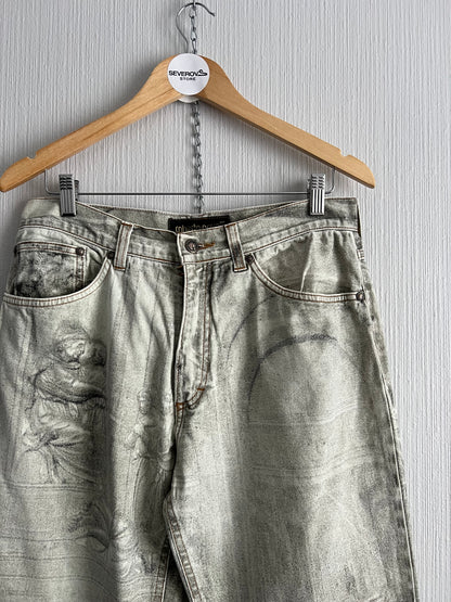 Roberto Cavalli AW1995 Medieval Art Renaissance Print Pants