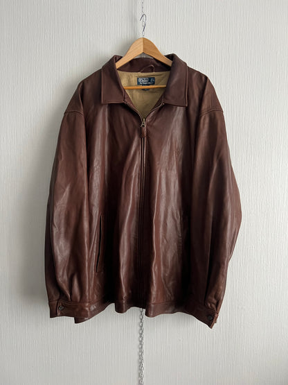 Polo Ralph Lauren Brown Leather Harrington Jacket