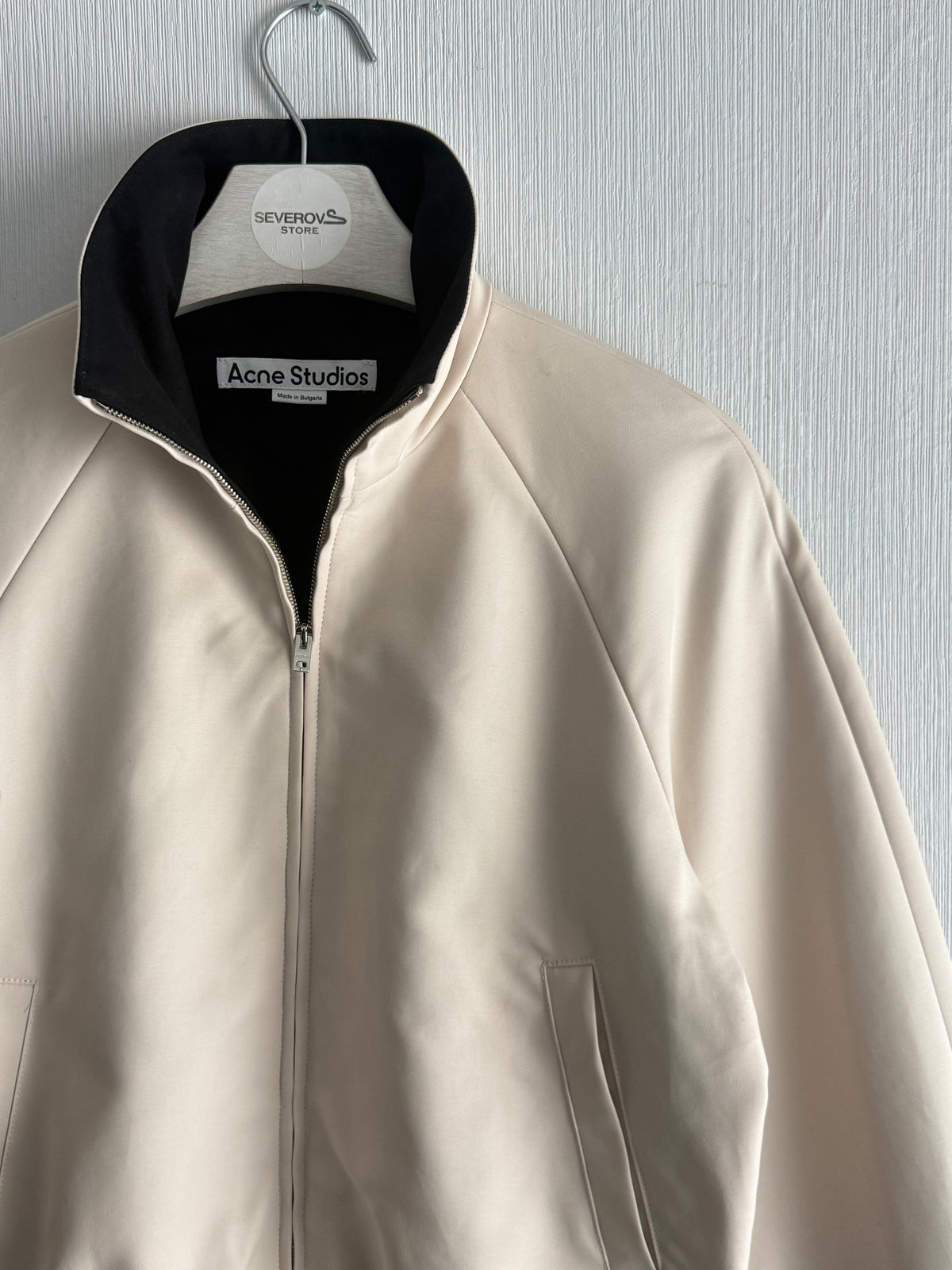 Acne Studios SS26 Satin Logo Jacket in Beige
