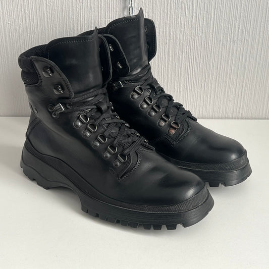 Prada FW99 Vintage Combat Black Leather Boots