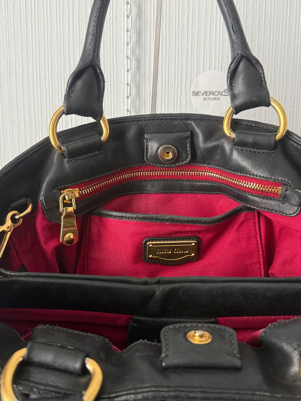 Miu Miu Black Matelassé Leather Tote Bag