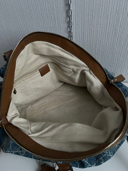 Gucci Blue Denim GG Denim Sukey Medium Handbag Satchel Bag