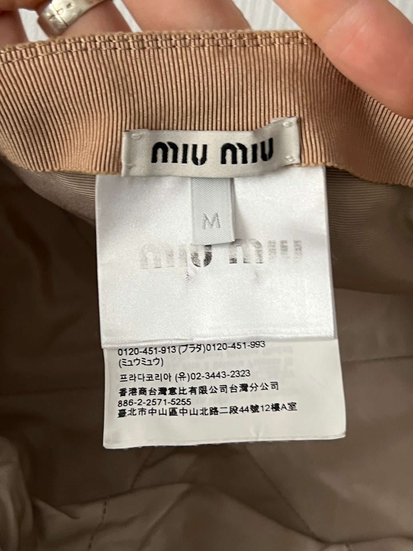 Miu Miu Canvas Baseball Cap Neutral Beige Hat