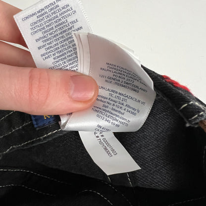 Polo Ralph Lauren Contrast Stitches Flag Black Cap with Leather Strap