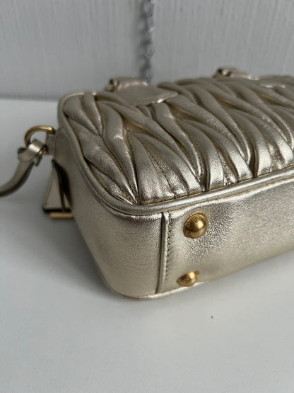 Miu Miu Arcadie Matelassé Nappa Leather Bag in Purite