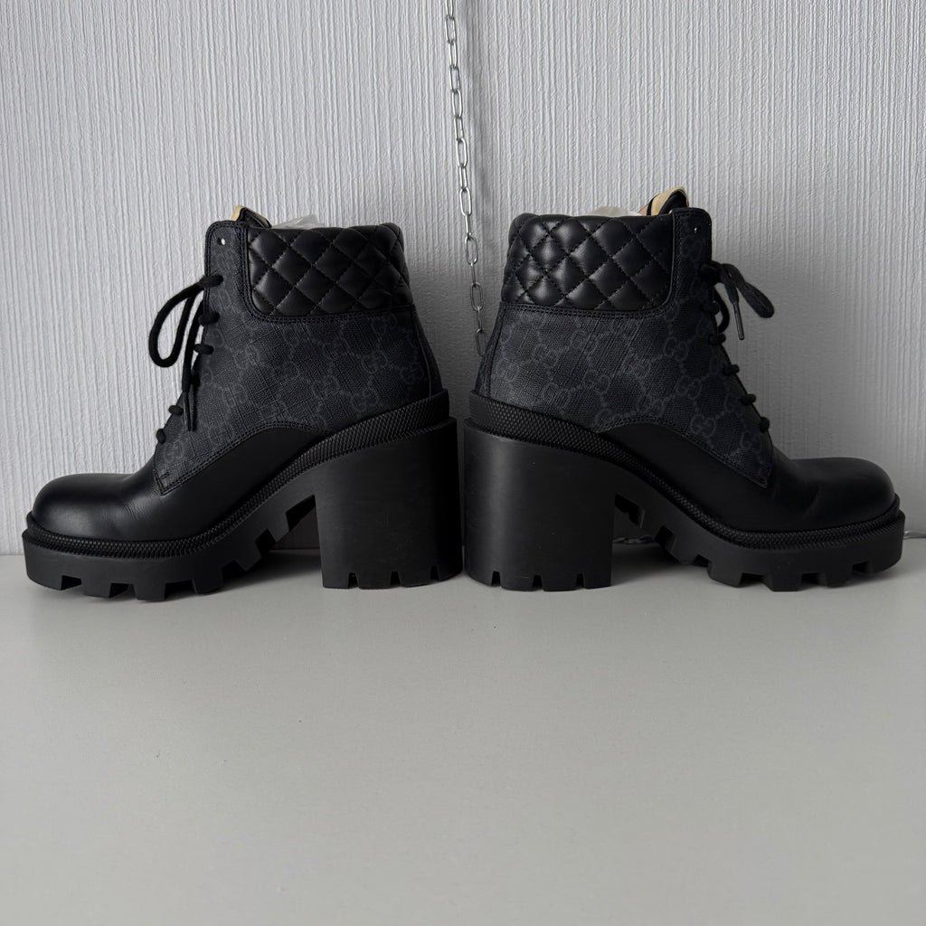 Gucci Apollo GG Supreme Leather Ankle Boots
