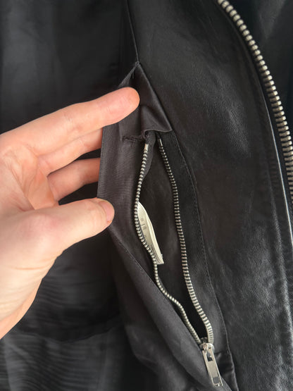 Rick Owens Calf Leather Mollino Leather Jacket