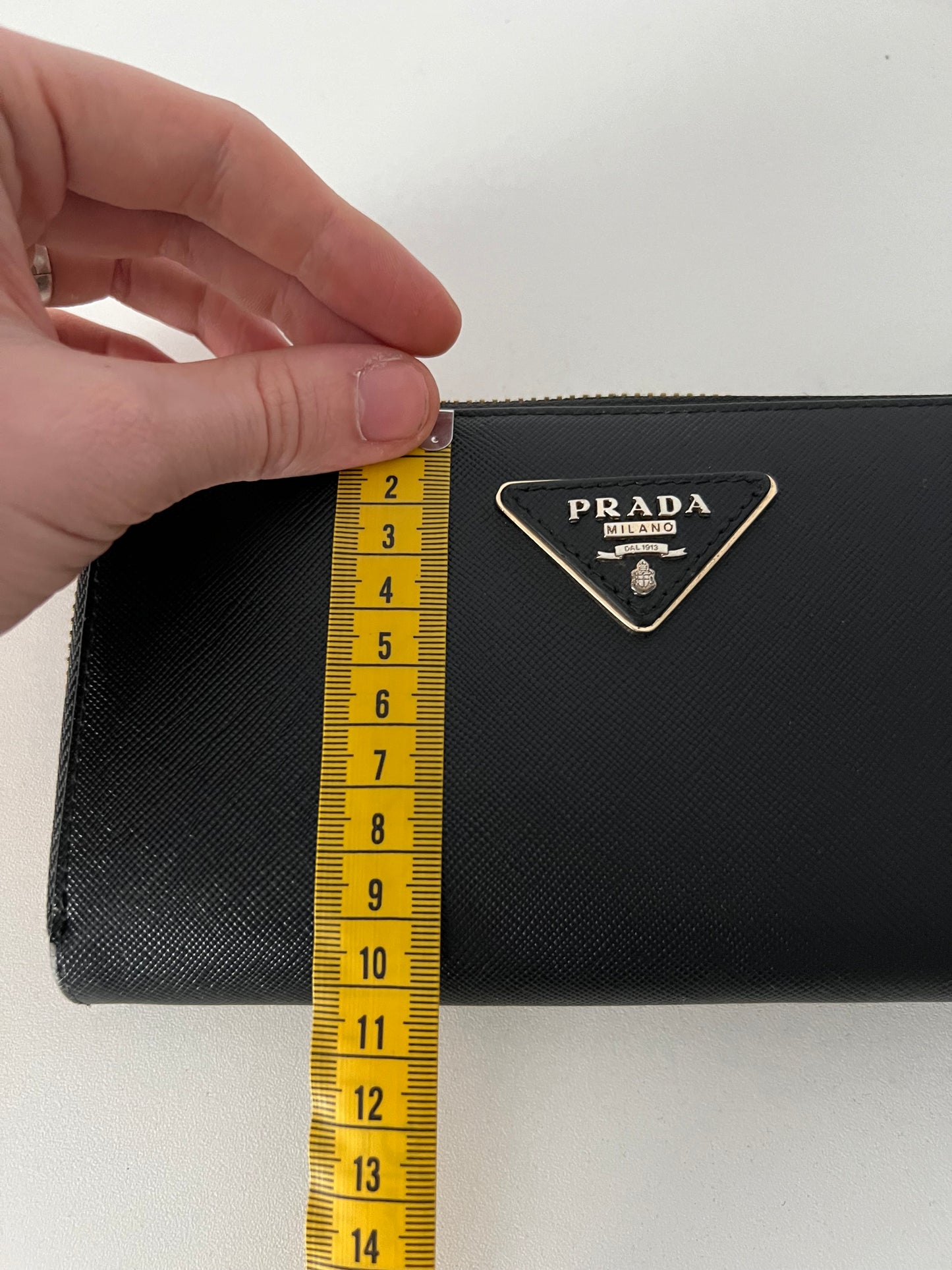 Prada Black Saffiano Leather Zip Around Wallet