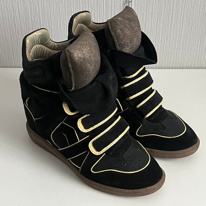 Isabel Marant Bekett Black Suede Leather Sneakers Womens Shoes
