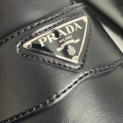 Prada Soft Padded Black Nappa Leather Sabots Mens Slippers