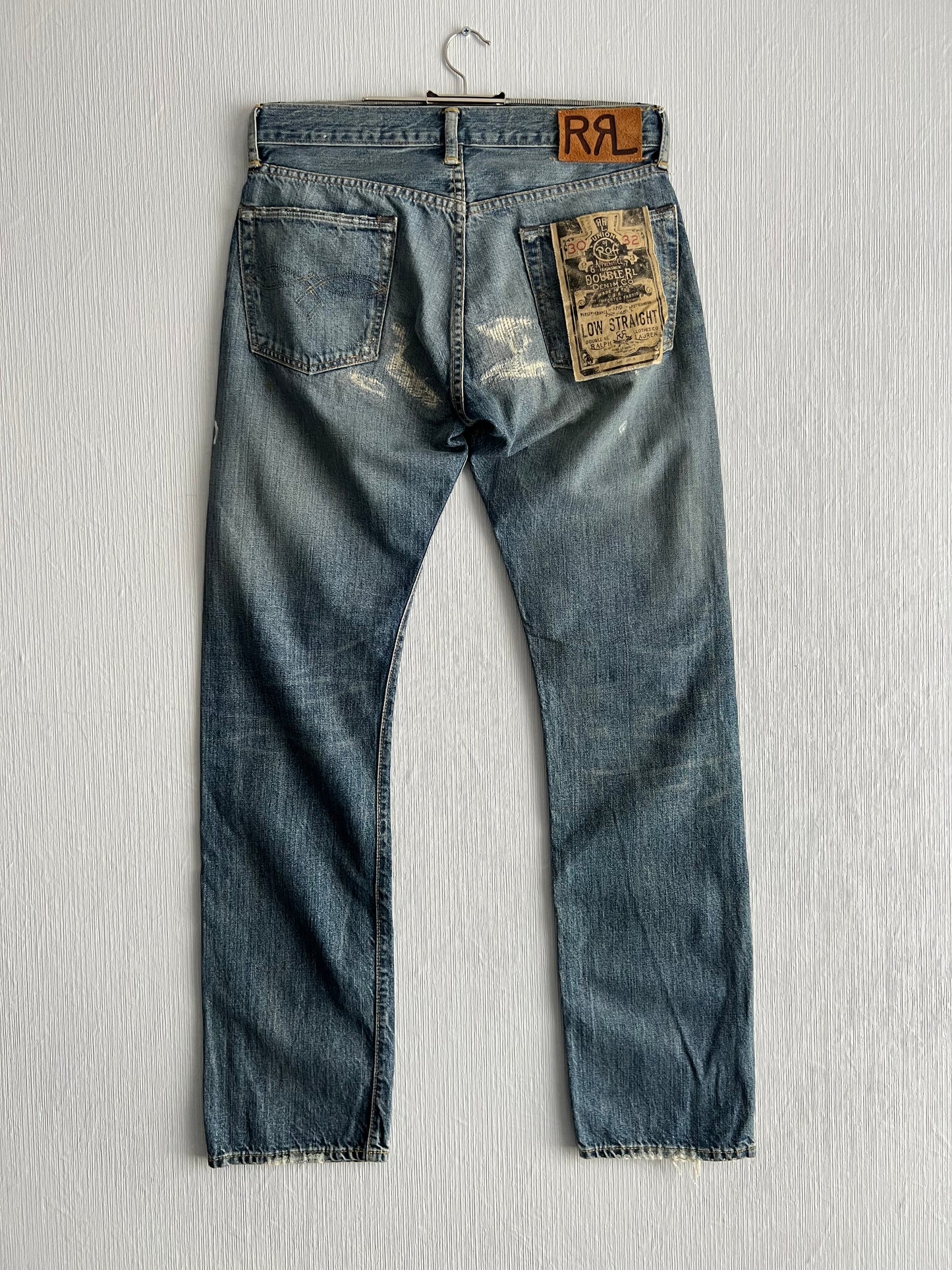 RRL Ralph Lauren Selvedge Distressed Repaired Japan Woven Denim Pants