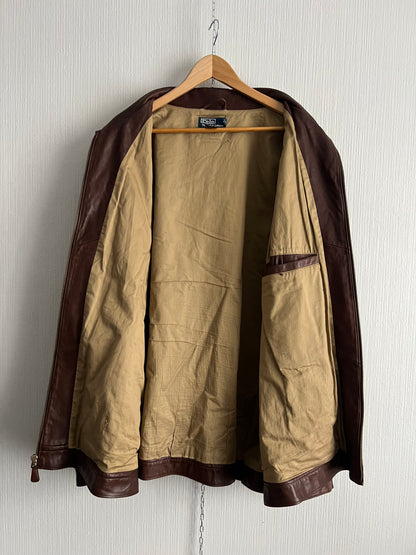Polo Ralph Lauren Brown Leather Harrington Jacket