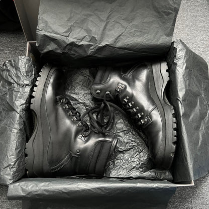Prada FW99 Vintage Combat Black Leather Boots