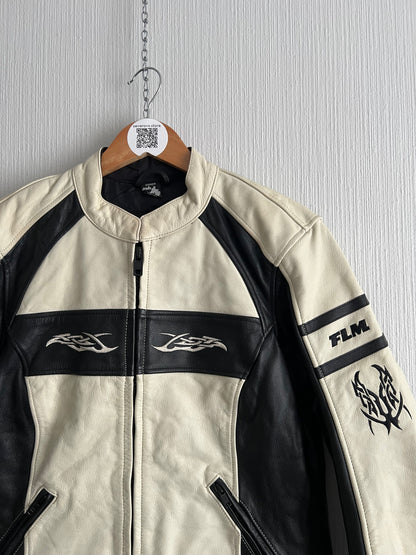Rare Real Leather Racing Jacket Tribal Patterns