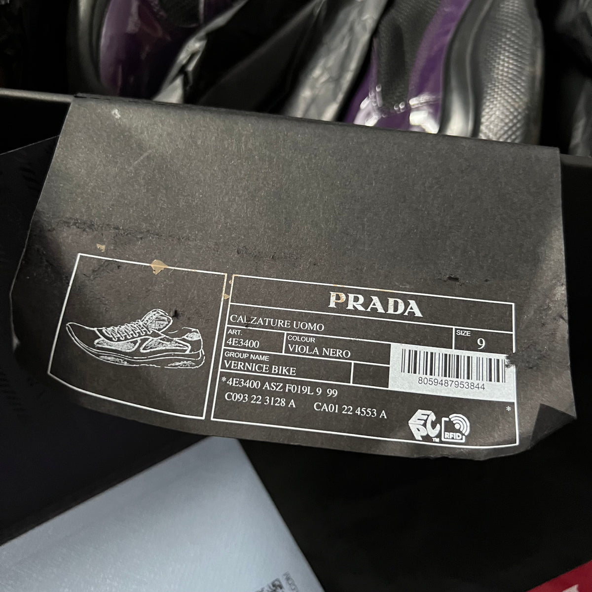 Prada America's Cup Violet Black Men's Sneakers — product photo