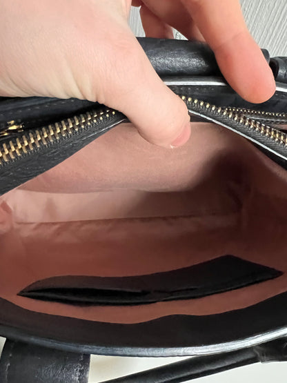 Miu Miu Vitello Caribu Black Leather Satchel HandBag