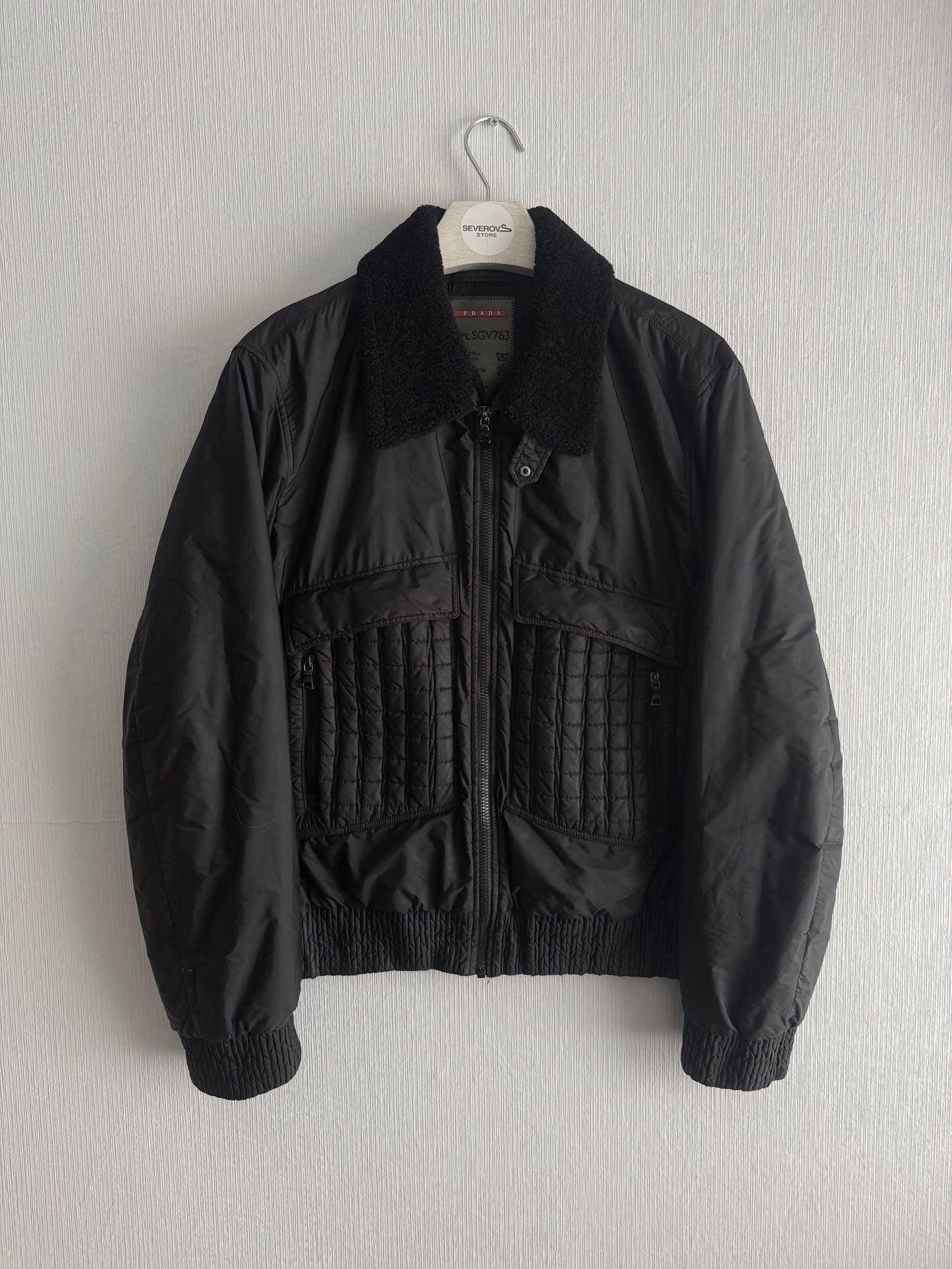 Prada Shearling Collar Bomber Jacket
