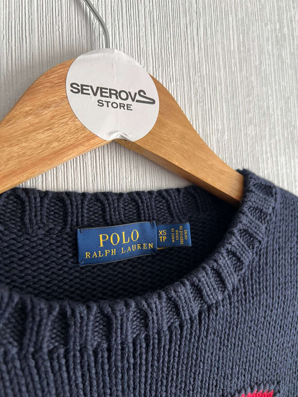 Polo Ralph Lauren American Flag Heavy Knit Navy Cotton Sweater