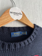 Polo Ralph Lauren American Flag Heavy Knit Navy Cotton Sweater