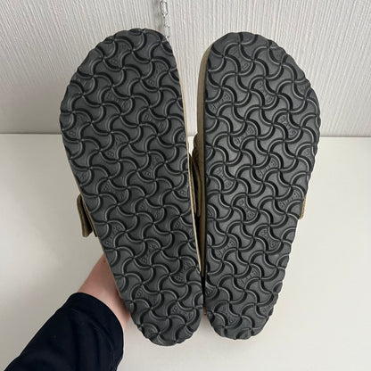 Birkenstock Boston Nagoya Faded Khaki Mens Slides