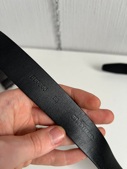 Jil Sander Vintage Stainless Steel Buckle Black Leather Belt