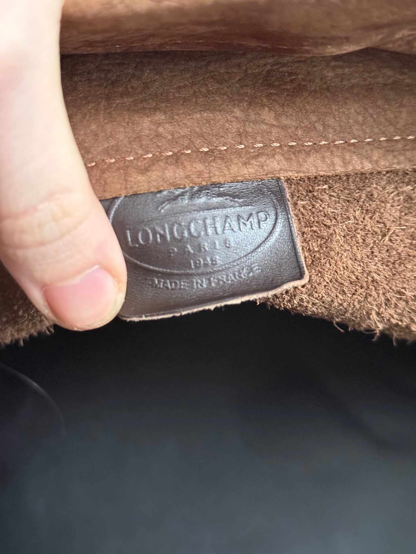 Longchamp Camel Suede Leather Bag