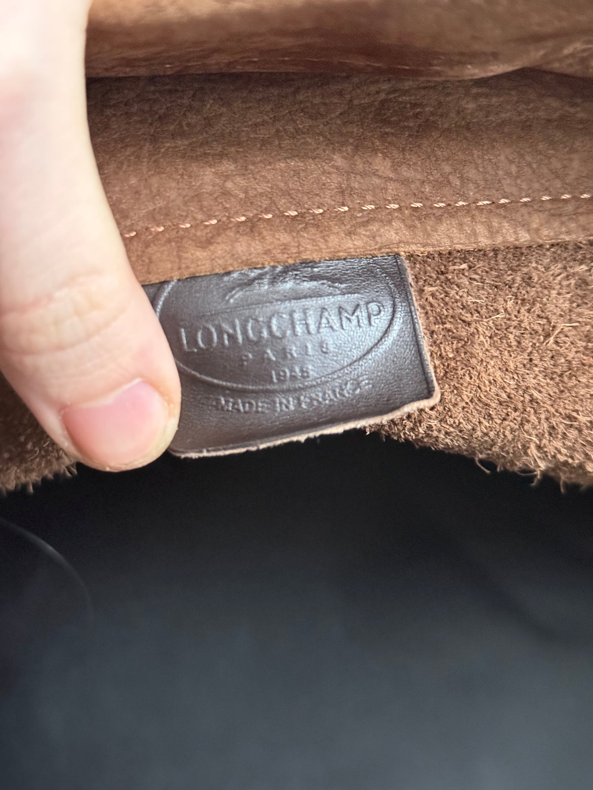 Longchamp Camel Suede Leather Bag