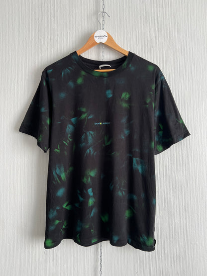Saint Laurent Men's Archive Logo Tie Dye T-Shirt in Black/Green