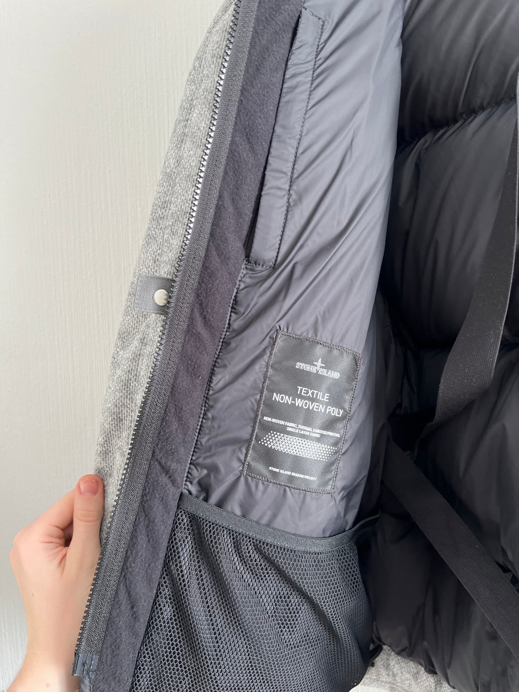 Stone Island Shadow Project Textile Non-Woven Poly Down Grey Jacket