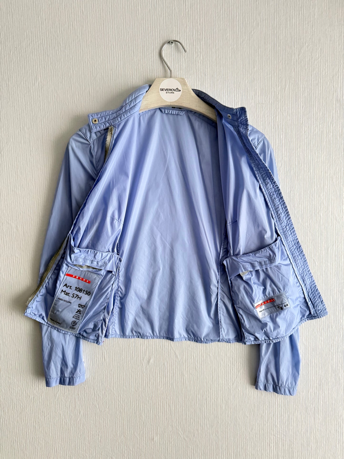 Prada Sport SS00 Nylon Moto Baby Blue Jacket