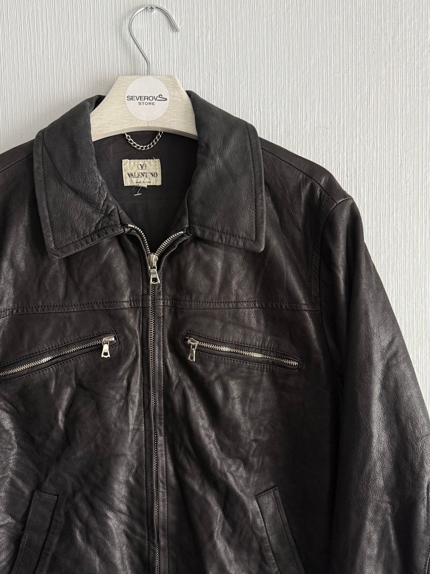 Valentino Vintage Crinkled Ovine Sammy Leather Jacket