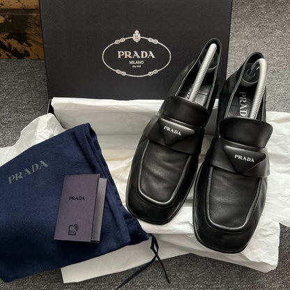 Prada Soft Nappa Black Leather Loafers
