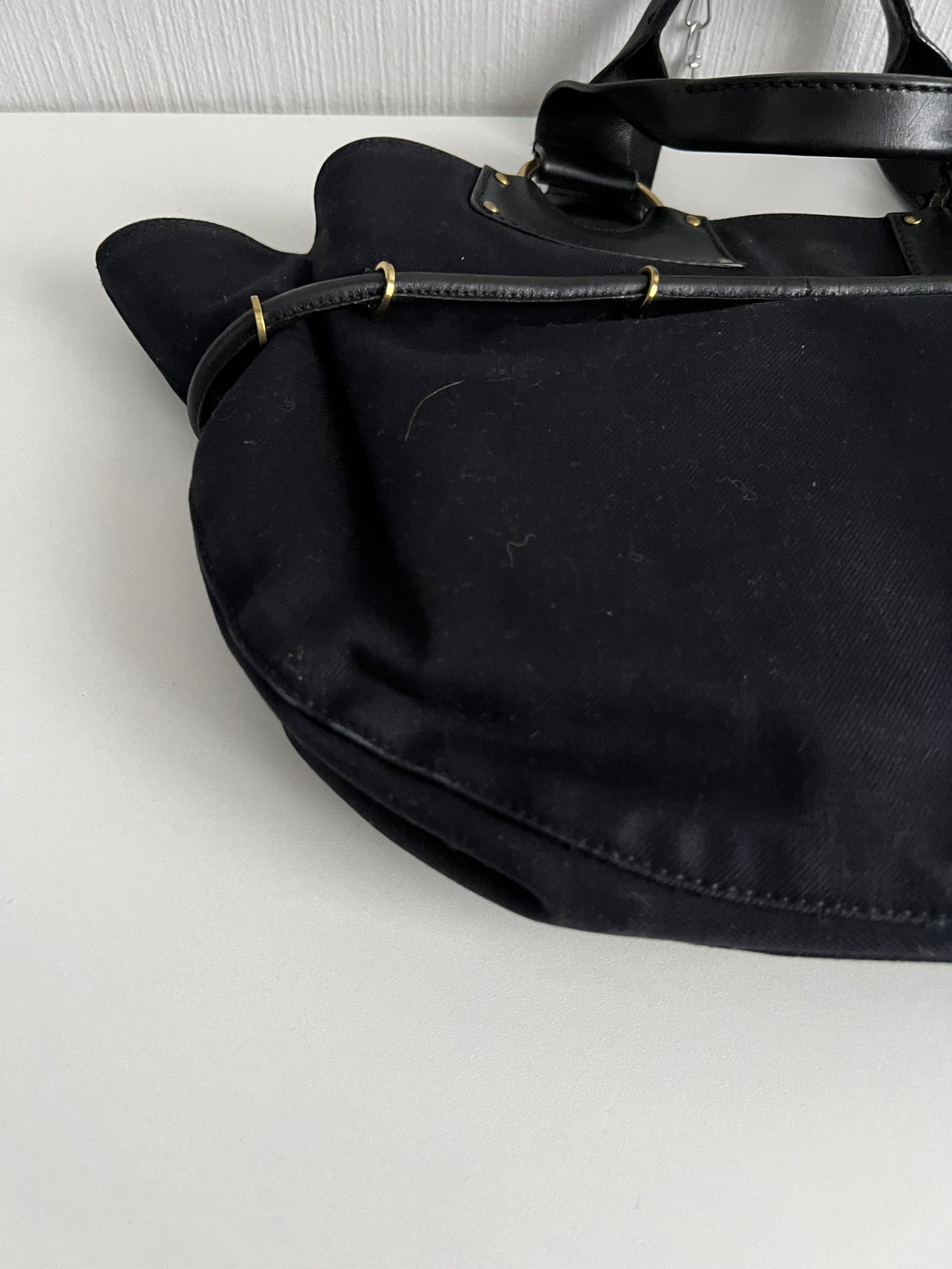 Gucci by Tom Ford Black Canvas Tote with Leather Trim