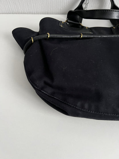 Gucci by Tom Ford Black Canvas Tote with Leather Trim