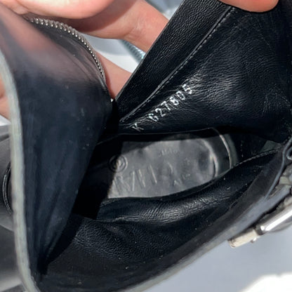 Chanel Biker Black Leather Boots with Silver Buckles