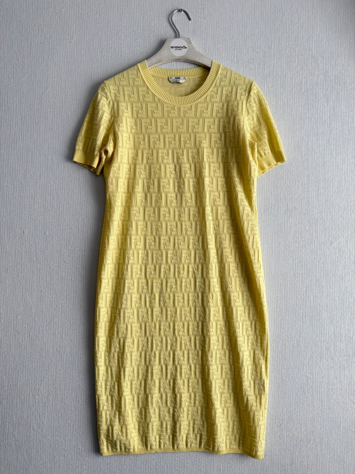 Fendi Yellow Monogram Devore T-shirt Dress