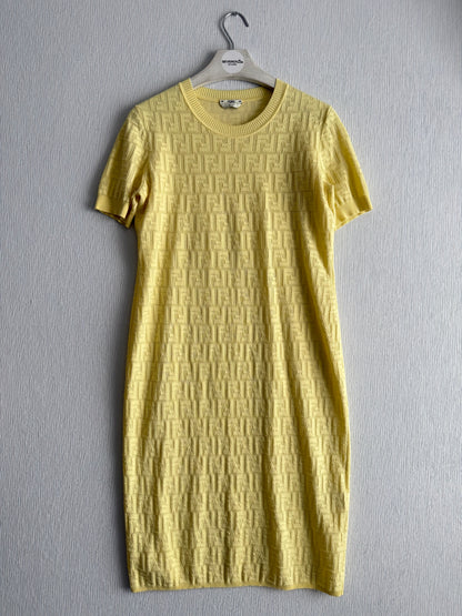 Fendi Yellow Monogram Devore T-shirt Dress