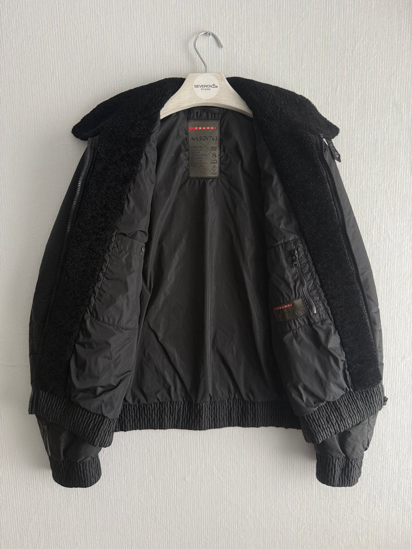 Prada Shearling Collar Bomber Jacket