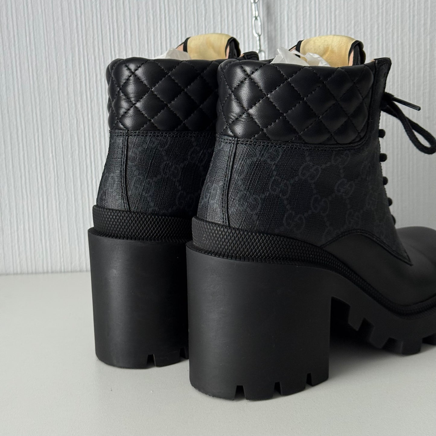 Gucci Apollo GG Supreme Leather Ankle Boots