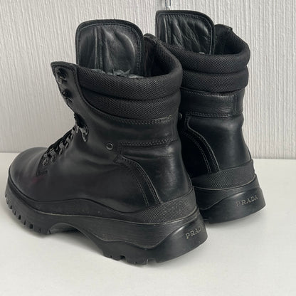 Prada FW99 Vintage Combat Black Leather Boots