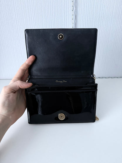 Christian Dior Lady Dior Patent Black Leather Bag