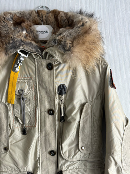 Parajumpers Beige Fur Hooded Kodiak Long Parka Coat
