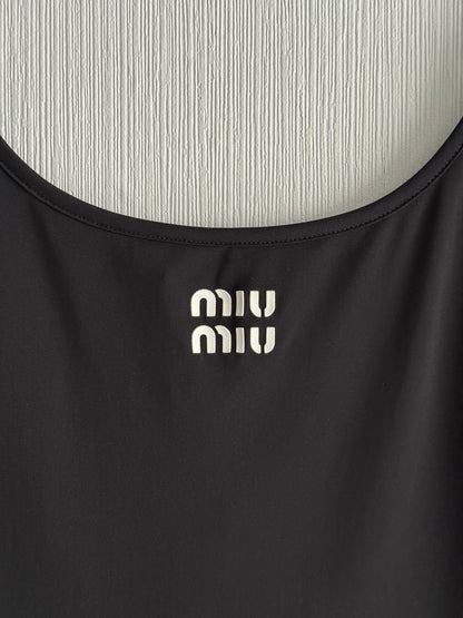 Miu Miu Logo-print Stretch Jersey Midi Dress
