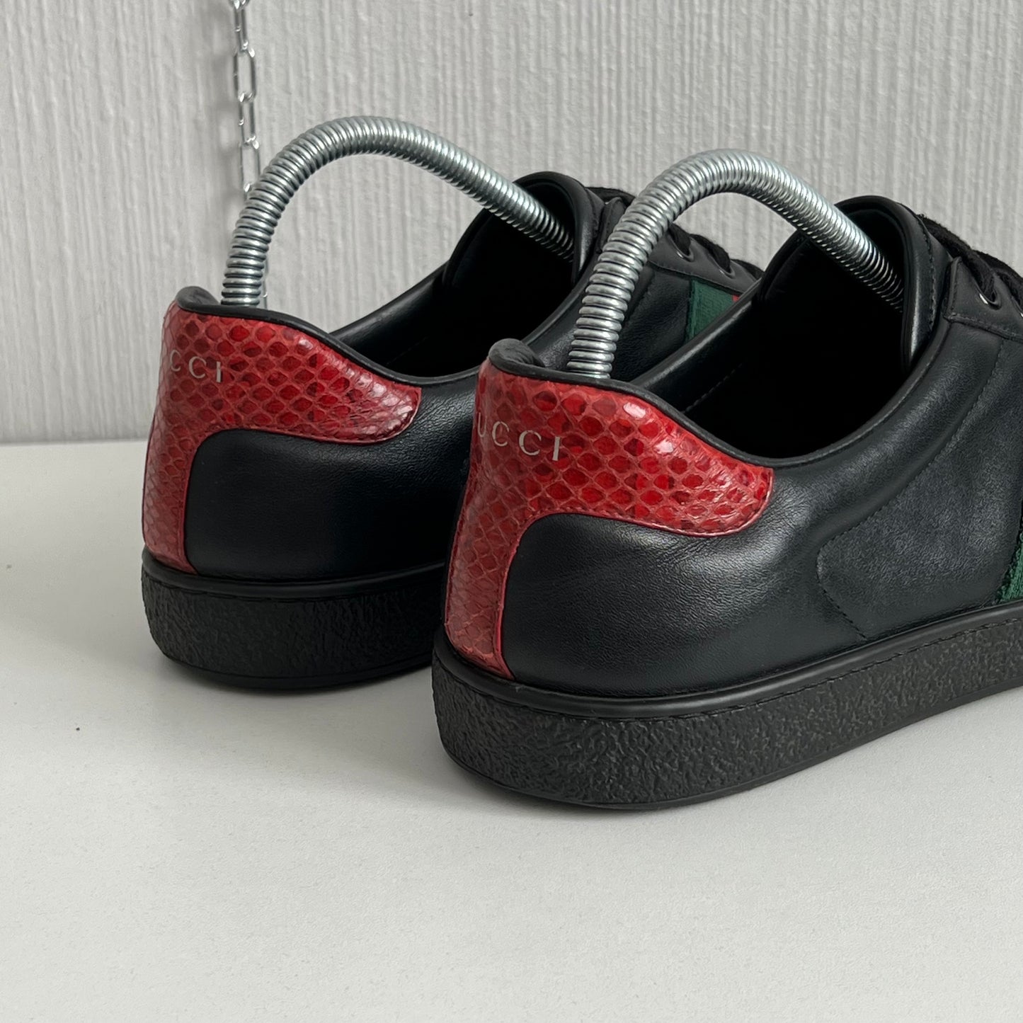 Gucci Ace Leather Black Mens Shoes